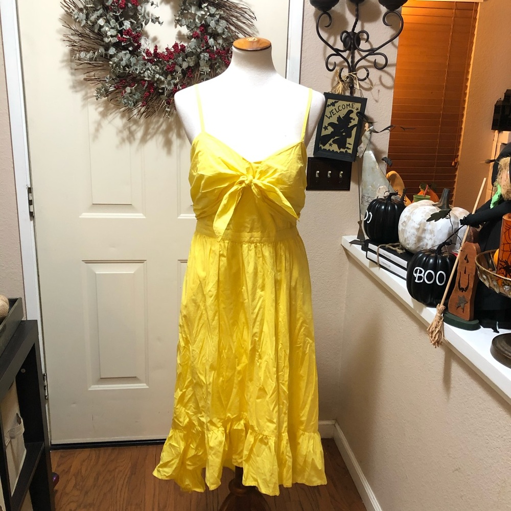 NWT Joie Sunshine Yellow Tie Front Open Back Dress - Picture 2 of 9